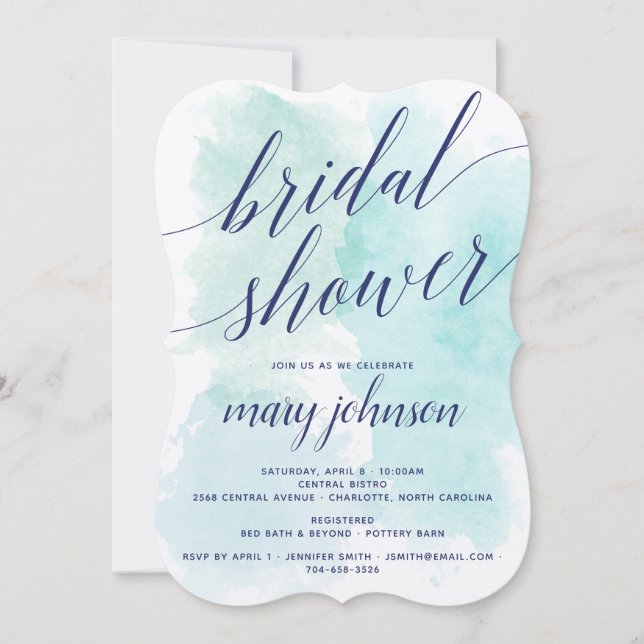 Elegant Bridal Shower Watercolor Wedding Party Invitation (Front)