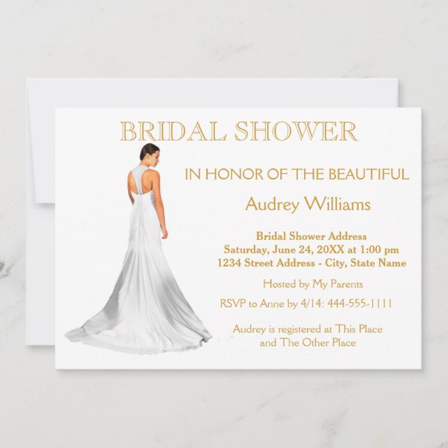 Elegant Bridal Shower Wedding Gown Invitation (Front)