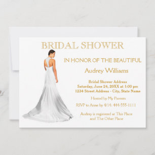 Elegant Bridal Shower Wedding Gown Invitation