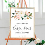 Elegant Bridal Shower Welcome Poster, Welcome Sign<br><div class="desc">Greet signs at your bridal shower with this Elegant Bridal Shower Welcome Poster,  Welcome Sign. Personalise with bride to be's name and bridal shower date. Design features a luxurious arrangement of cotton and magnolia flowers.</div>