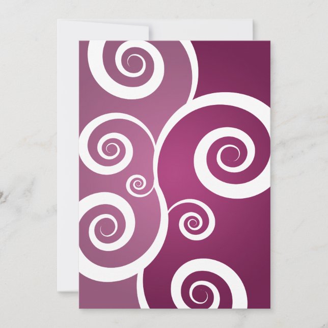Elegant Bridal Shower White Swirls Plum Invitation (Front)