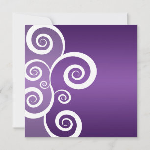 Elegant Bridal Shower White Swirls Purple Invitation