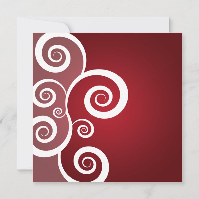 Elegant Bridal Shower White Swirls Red Invitation (Front)