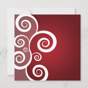 Elegant Bridal Shower White Swirls Red Invitation