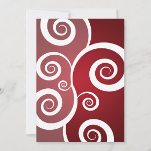 Elegant Bridal Shower White Swirls Red Invitation