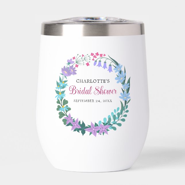 Elegant Bridal Shower Wildflowers Garland Tumbler (Front)