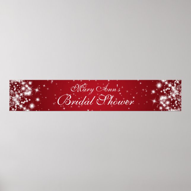 Elegant Bridal Shower Winter Sparkle Red Poster (Front)
