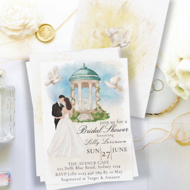 Elegant Bridal Shower with Bride and Groom Gazebo Invitation (Creator Uploaded)