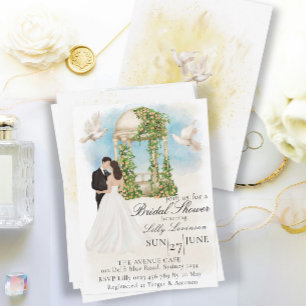 Elegant Bridal Shower with Bride and Groom Gazebo Invitation