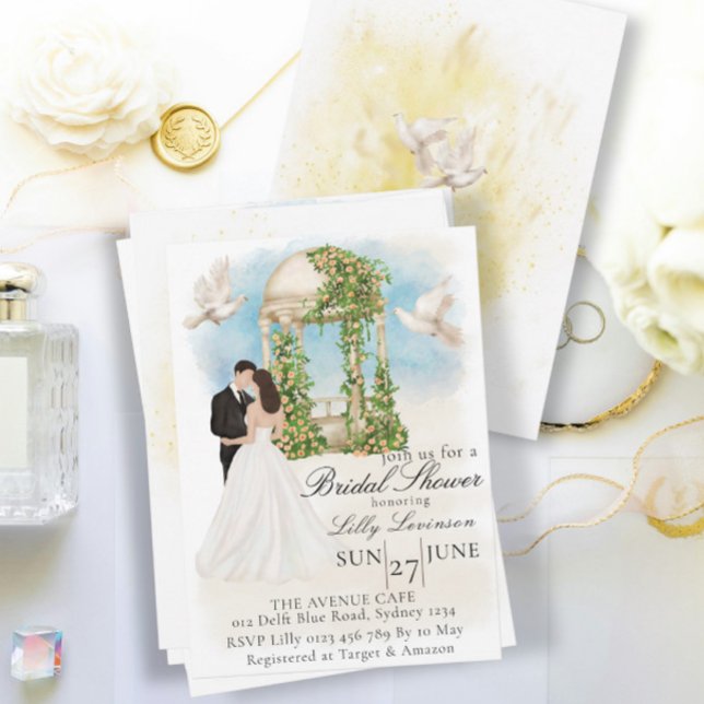 Elegant Bridal Shower with Bride and Groom Gazebo Invitation (Creator Uploaded)
