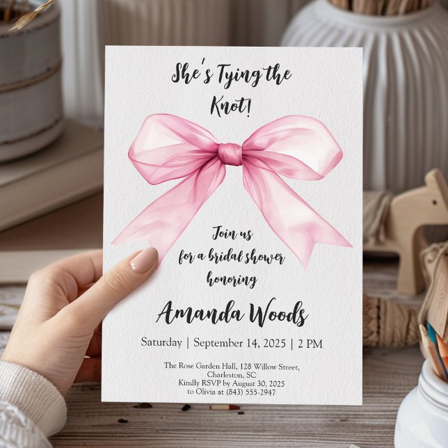 Elegant Bridal Shower with pink Bow Invitation (Creator Uploaded)