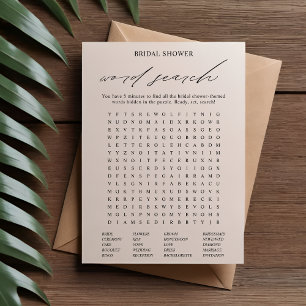 Elegant Bridal Shower Word Search Game Card