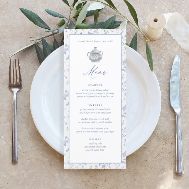 Elegant Bridal Tea Party Bridal Shower Menu (Creator Uploaded)