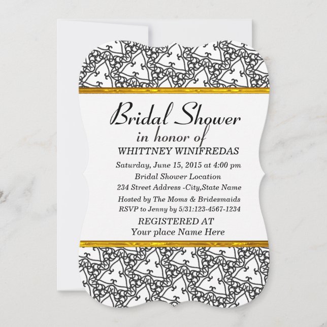 Elegant Bridal white Shower Invitation (Front)