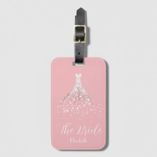 Elegant Bride and Diamond Dress Team Bride Pink Luggage Tag
