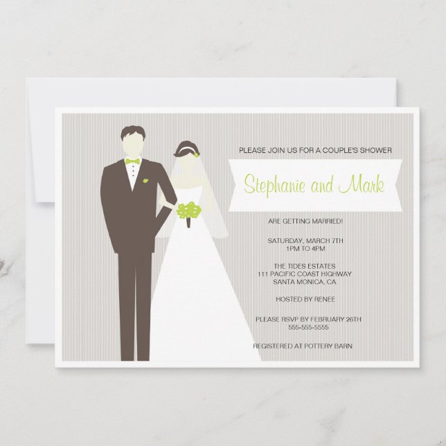 Elegant Bride and Groom Couples Shower Invitation (Front)