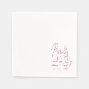Elegant Bride and Groom Hand Drawn wedding Napkin