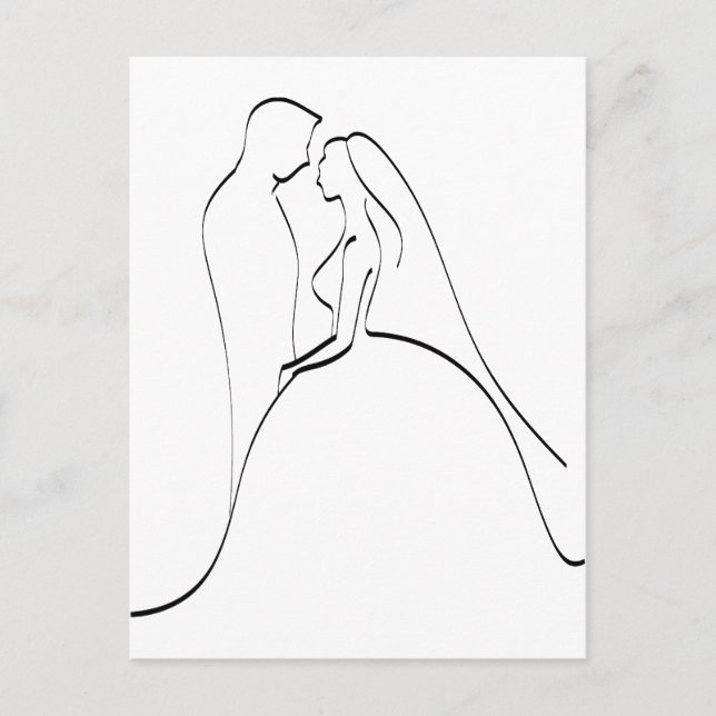 Elegant Bride and Groom Silhouette Template Postcard (Front)