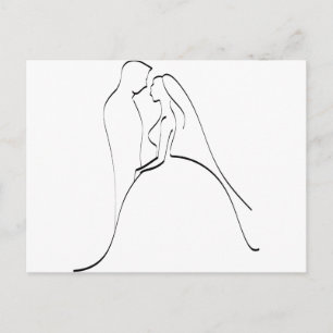 Elegant Bride and Groom Silhouette Template Postcard