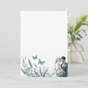 Elegant Bride and Groom with Lavender  Invitation