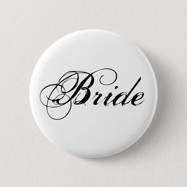 Elegant Bride Bridal Party Button (Front)