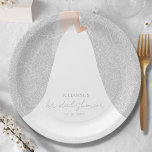 Elegant Bride Bridal Shower Paper Plate<br><div class="desc">A bride in her wedding dress over a white rose on a pale grey (or any colour) background,  makes a beautiful addition to your bridal shower decor. MATCHING items in our store.</div>