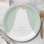Elegant Bride Bridal Shower  Paper Plate<br><div class="desc">A bride in her wedding dress over a white rose on a eucalyptus green (or any colour) background,  makes a beautiful addition to your bridal shower decor. MATCHING items in our store.</div>