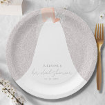 Elegant Bride Bridal Shower  Paper Plate<br><div class="desc">A bride in her wedding dress over a white rose on a soft lilac grey (or any colour) background,  makes a beautiful addition to your bridal shower decor. MATCHING items in our store.</div>