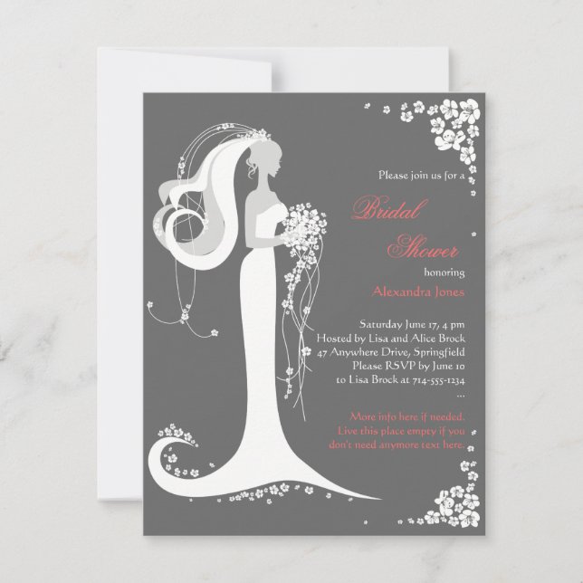 Elegant Bride Bridal Shower Party Announcement (Front)