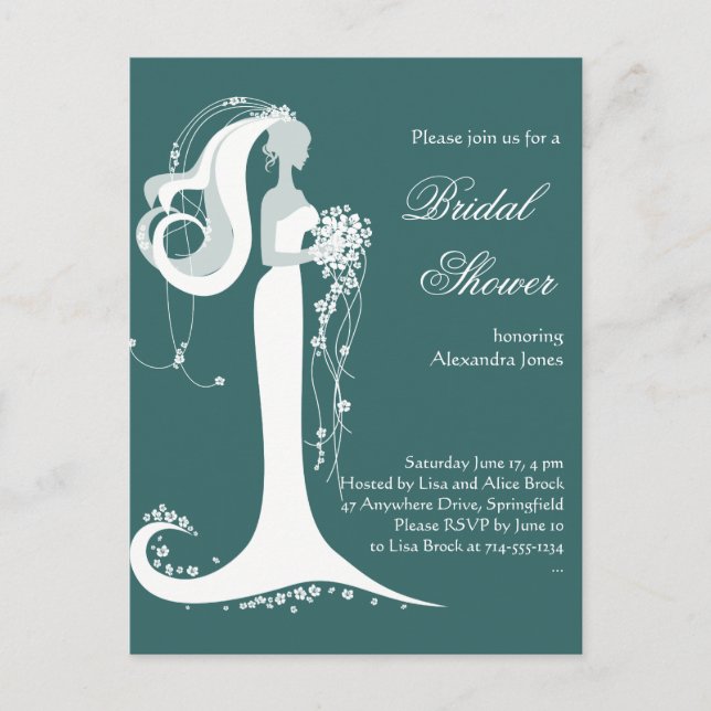 Elegant Bride Bridal Shower Party Invitation (Front)