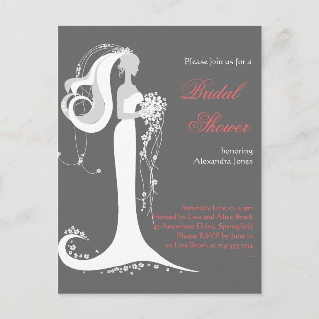 Elegant Bride Bridal Shower Party Invitation 6 (Front)