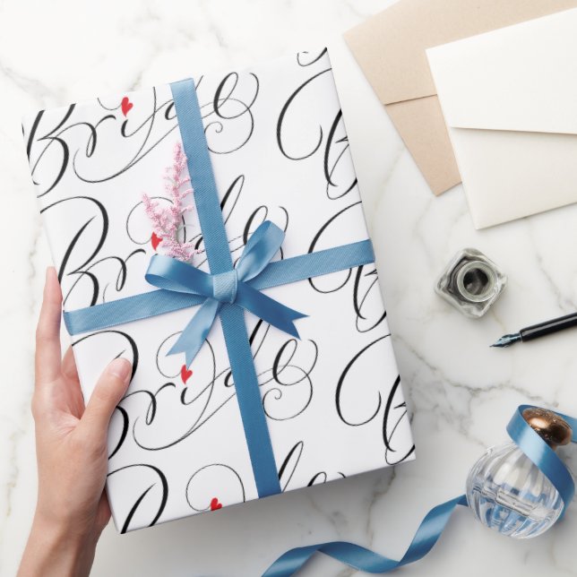 Elegant Bride Calligraphy Fancy Script Lettering Wrapping Paper (Gifting)