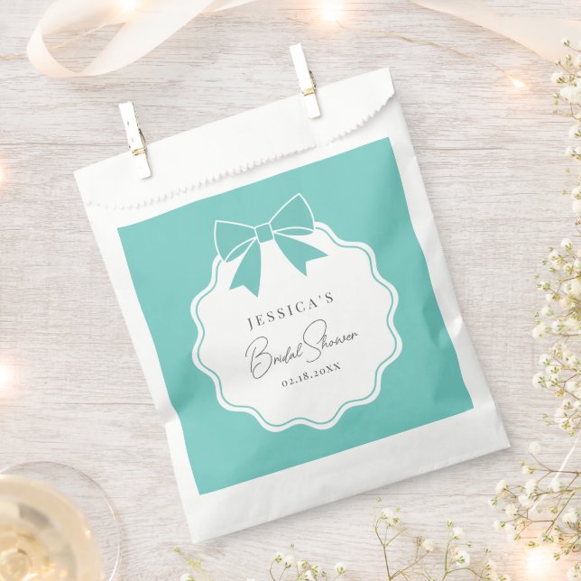 Elegant Bride & Co. Teal Blue Bow Bridal Shower Favour Bags (Clipped)