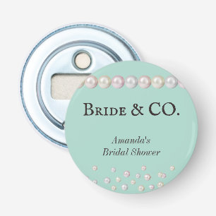 Elegant Bride & Co Teal Blue Pearl Bridal Shower Bottle Opener