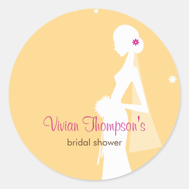 Elegant Bride Favour Sticker /Envelope Seal-Mustar (Front)