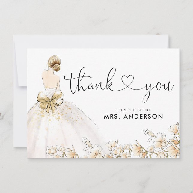 Elegant Bride Gown Dress Gold Floral Bridal Shower (Front)