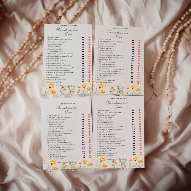 Elegant Bride & Groom Bridal Shower Game Card (Creator Uploaded)