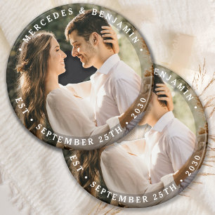 Elegant Bride Groom Modern Photo Name Date Wedding Bottle Opener