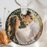 Elegant Bride Groom Modern Photo Name Date Wedding Key Ring<br><div class="desc">Add the finishing touch to your wedding with these modern and simple custom photo keychains. Perfect as wedding favours to all your guests . Customise these wedding keychains with your favourite engagement photo, newlywed photo, and personalise with name and date. See our wedding collection for matching wedding favours, newlywed gifts,...</div>