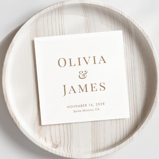 Elegant Bride Groom Monogram White Gold Wedding Napkin (Creator Uploaded)