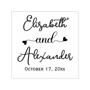 Elegant Bride Groom Names Wedding Calligraphy #2 Self-inking Stamp