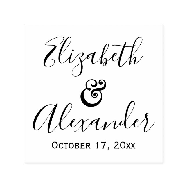 Elegant Bride Groom Names Wedding Calligraphy Self-inking Stamp (Design)