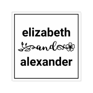 Elegant Bride Groom Names Wedding Typography #3F Self-inking Stamp