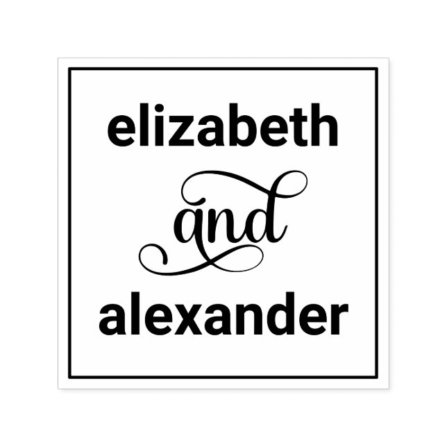 Elegant Bride Groom Names Wedding Typography #4F Self-inking Stamp (Design)