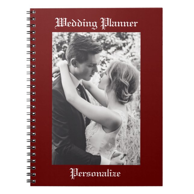 Elegant Bride Groom Photo Wedding Planner Notebook (Front)