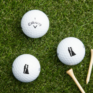 Elegant Bride Groom Silhouette Black And White  Golf Balls