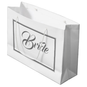 Elegant Bride in White and Gray Large Gift Bag