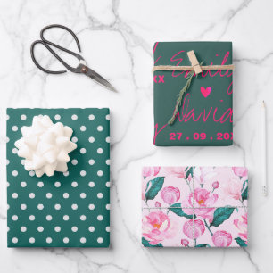 Elegant Bride Names Wedding Wrapping Paper Sheet