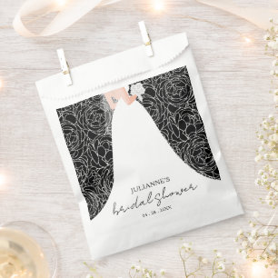 Elegant Bride on Black Bridal Shower Favour Bags