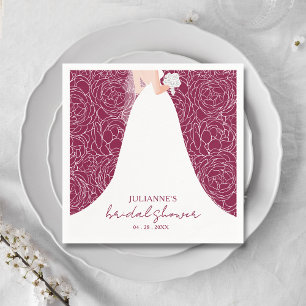 Elegant Bride on Cranberry Bridal Shower Napkin
